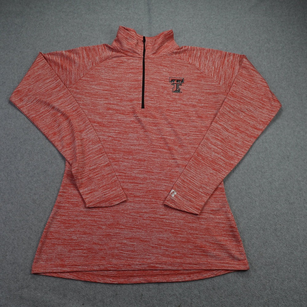 Texas‎ Tech Red Raiders Pullover Womens Medium Red Heather 1/4 Zip Russell NCAA